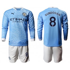 Fußballtrikots Manchester City Ilkay Gundogan 8 Kinder 2020-2021 Langarm Heimtrikotsatzsatz kaufen